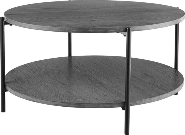 DELUKE Couchtisch BAZON Rund, Grau, Pappelholzfurnier und Metall, B/T/H: 80 x 80 x 40 cm - Bild 1