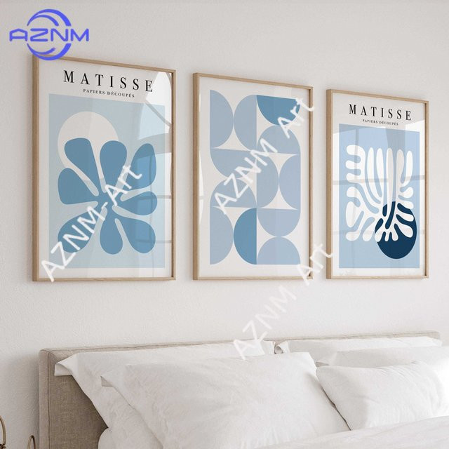 AZNM Wandkunst-Poster Henri Matisse Drucke in Blau, abstrakte moderne Kunstwerke für das Kinderzimmer - Bild 1