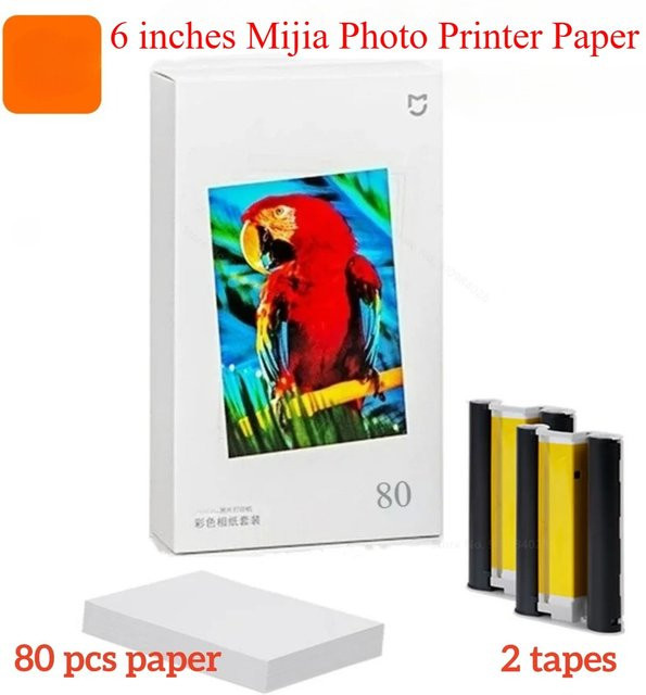 Xiaomi MIjia Fotodrucker Zubehör Set: 80 Stück selbstklebendes 6-Zoll-Fotopapier mit farbigem Klebeband und HD-Schutzfolie - Bild 1