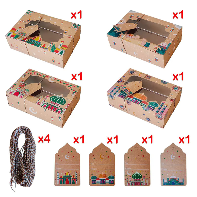 4 Stück Ramadan Mubarak Kraftpapier Verpackungsetiketten in Braun für Hochzeiten, Geburtstage und Partys - Bild 3