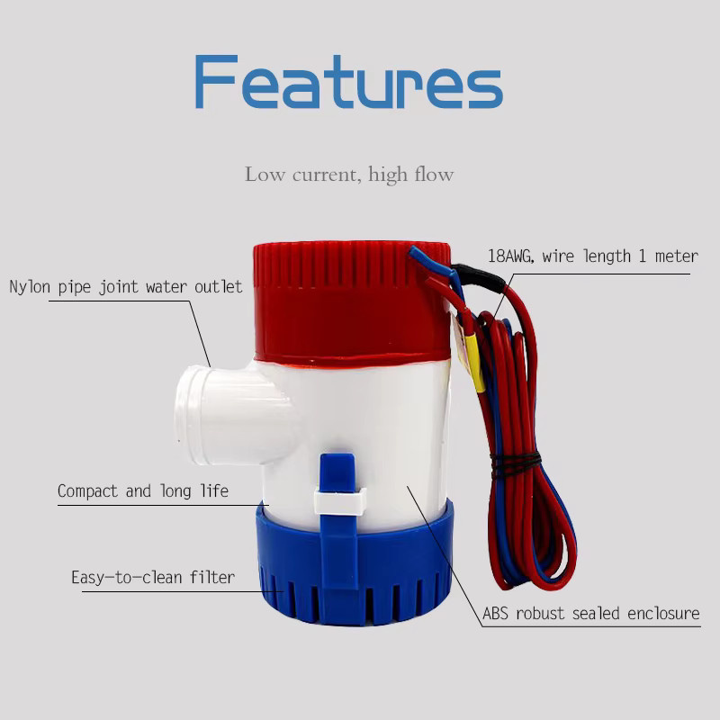 YJCAL Mini Tauchpumpe Elektrische Wasserpumpe für Boot, Marine und Garten in Multicolour - Bild 2