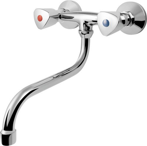 WELLWATER Zweigriffarmatur aus Messing in Chrom, silberfarben, mit schwenkbarem Rohrauslauf und wassersparender Funktion für Waschbecken und Küche - Bild 1