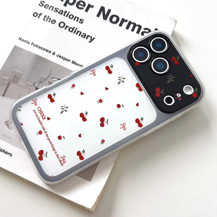 Transparente Handyhülle mit Kawaii Kirschmuster für Apple iPhone 17 Pro Max, 16, 15, 14, 13 – Stoßfeste Schutzhülle mit matter Rückseite - Bild 2