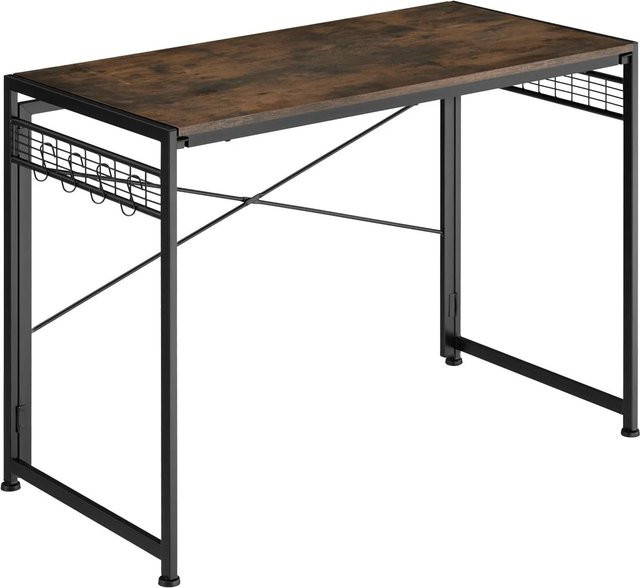tectake Schreibtisch Paterson Industrial Style klappbar in Braun mit Gitterflächen und 8 Haken B/T/H: 102 x 51 x 77 cm - Bild 2