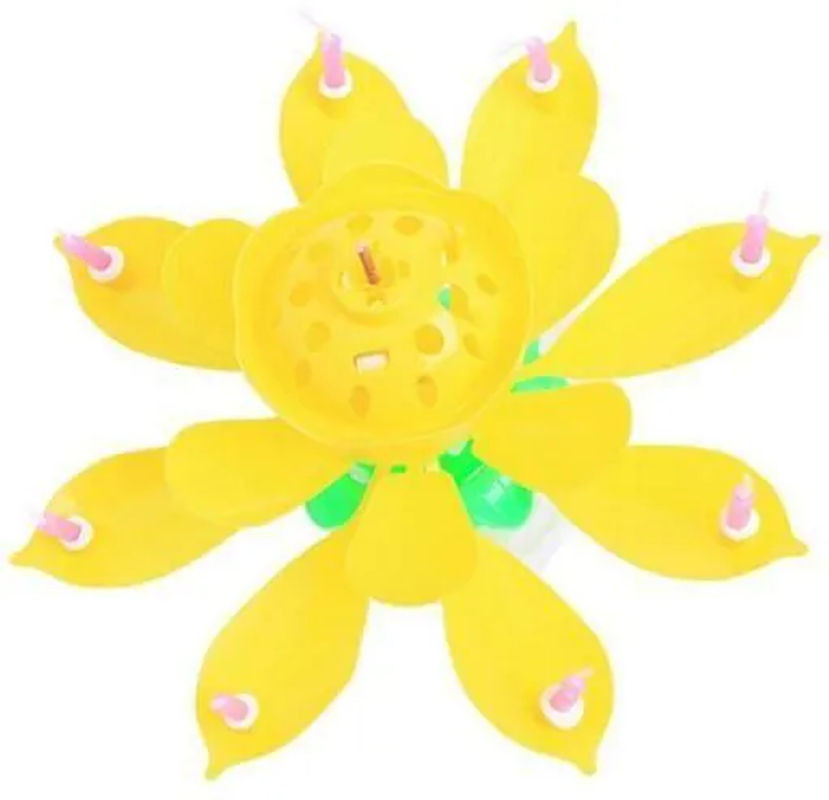 LG-EXPRO Musikalisches Lotus-Blüten-Geburtstagskerzen-Set in Gelb zur Tortendekoration - Bild 1