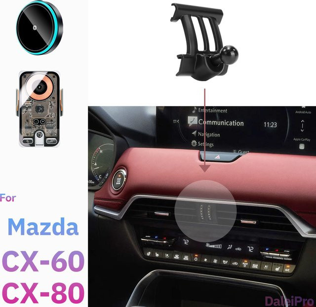 DaleiPro Magnetische Magsafe Auto-Handyhalterung mit kabellosem Ladegerät und automatischer Klemmung für Mazda CX60 CX80 CX-60 CX-80 in Schwarz - Bild 1