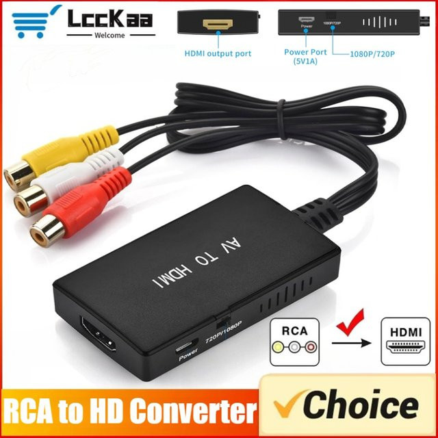 LccKaa AV zu HDMI RCA Konverter in Schwarz mit USB-Kabel für Retro-Konsolen wie N64, Wii, PS1/2/3, Xbox One und SNES - Bild 1
