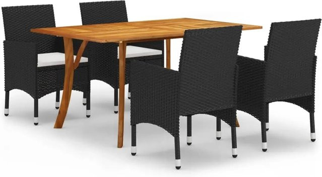 vidaXL 5-teilige Garten-Essgruppe aus Akazien-Massivholz in Schwarz - Bild 1