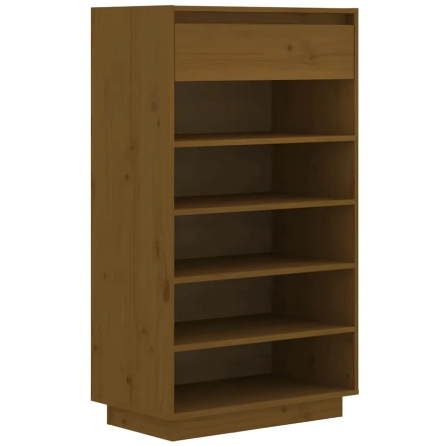vidaXL Schuhregal aus Kiefer-Massivholz in Honigbraun, B/T/H: 60 x 34 x 105 cm - Bild 2