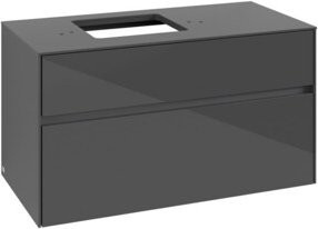 V&B Waschtischunterschrank Collaro in Grau Hochglanz mit Waschbeckenanschluss links, B/T/H: 100 x 54,8 x 54,8 cm - Bild 1