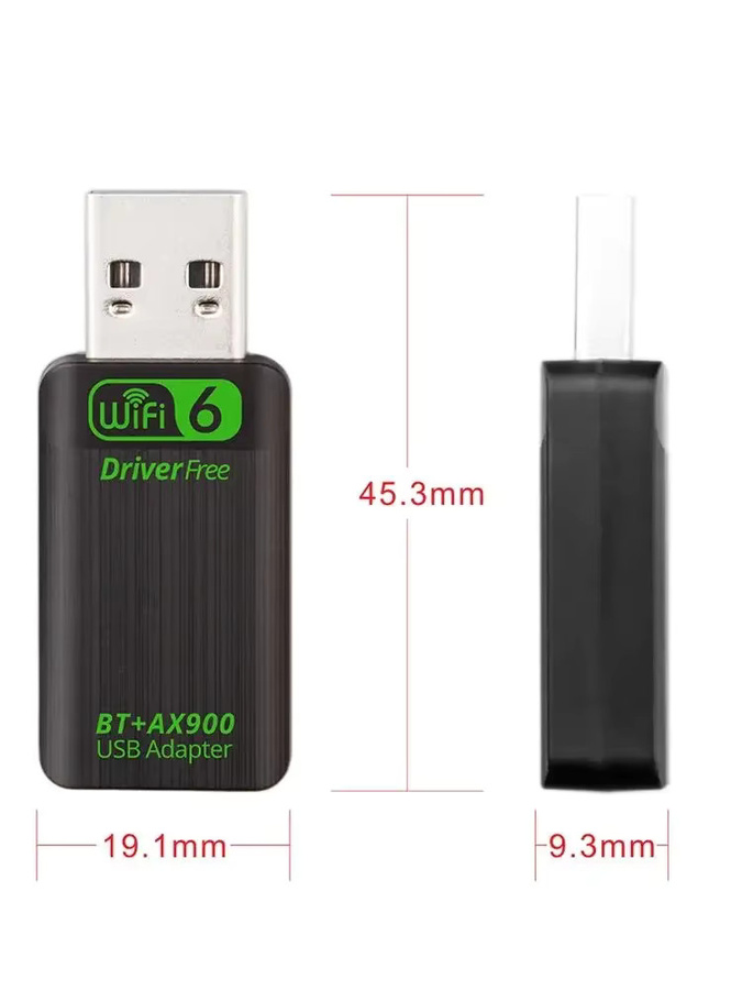 KEBIDUMEI WiFi 6 AX900 USB-Adapter mit Bluetooth 5.4, Dual-Band 2,4 GHz und 5 GHz WLAN-Empfänger für PC und Laptop, Schwarz - Bild 1