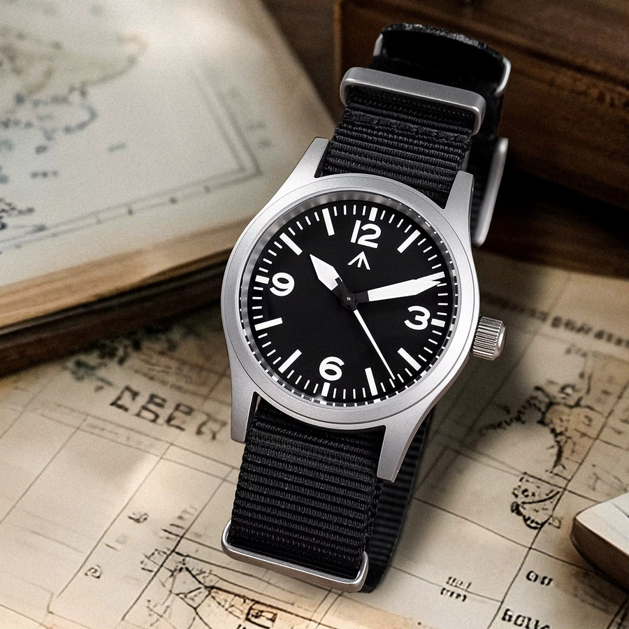 Militado Armbanduhr, Quarz, Edelstahl, Saphirglas, Textil/NATO, Schwarz, Unisex - Bild 4