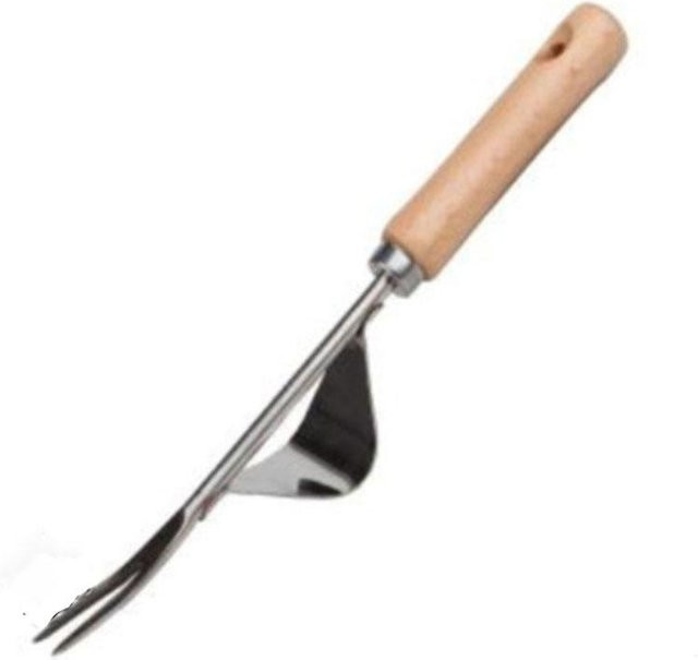 Manueller Unkrautjäter aus Edelstahl und Holz zum Entfernen von Unkraut und Löwenzahn im Garten - Bild 1