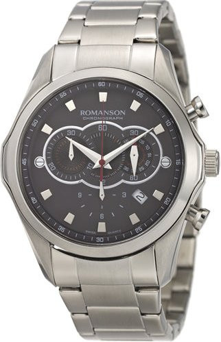 Romanson Chronograph Herrenuhr, Edelstahl, Quarz, 44 mm, Silber, Grau - Bild 1