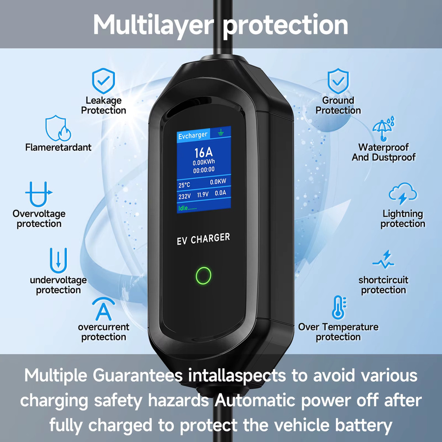 AFYEEV EV-Ladegerät 3,6KW Typ2 IEC62196-2 mit WLAN-App und USB-C, Elektroauto-Ladegerät EVSE in Schwarz - Bild 2
