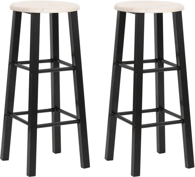 vidaXL Barhocker 2er Set Schwarz und Braun aus MDF und Metall für das Esszimmer - Bild 1