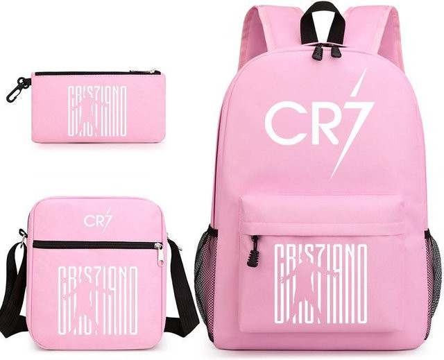 C Ronaldo Schultaschen-Set 3-teilig in Pink mit Rucksack, Schultasche und Federmäppchen - Bild 1