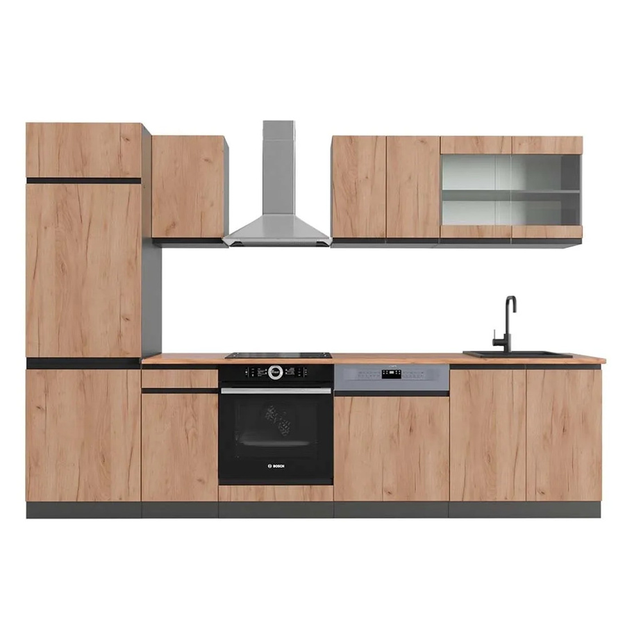 Vicco R-Line Küchenzeile Goldkraft Eiche/Anthrazit modern, B: 300 cm, H: 207 cm, T: 60 cm - Bild 2