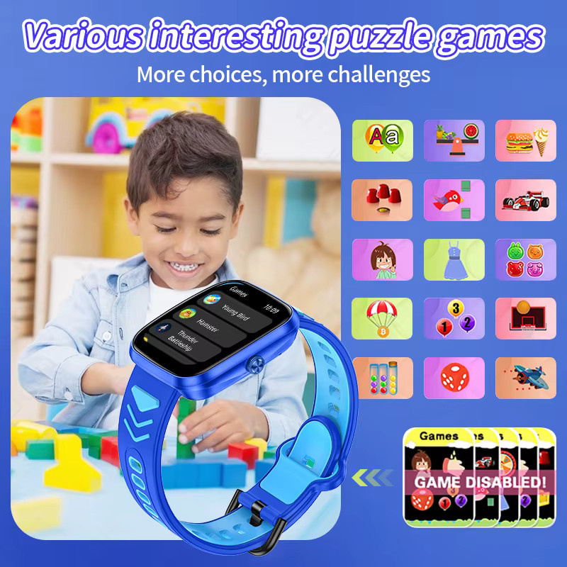 LIGE Kinderspiel-Smartwatch in Blau mit Touchscreen, Puzzlespielen, Schrittzähler, Wecker und Taschenrechner - Bild 2