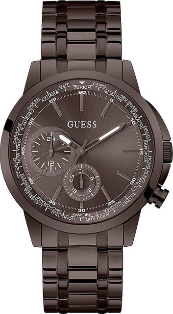 Guess Herrenuhr, Analoguhr, Quarz, Edelstahl, Braun, 44 mm - Bild 1
