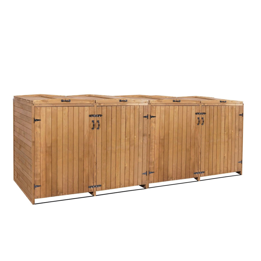 Proregal Mülltonnenverkleidung aus Tannenholz für 4 bis 8 Mülltonnen, Braun, H: 126 cm, B: 316 cm, T: 98 cm - Bild 2