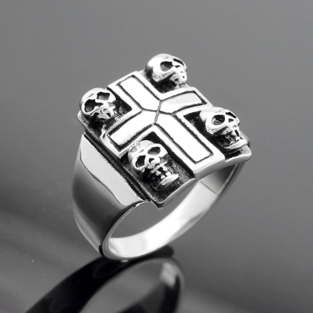 Catiger Ring, Edelstahl, Vintage, Silber, Herren - Bild 1