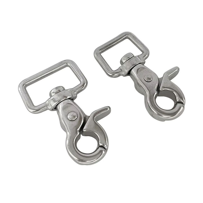 Drehbarer Karabinerhaken mit quadratischem Ring aus Edelstahl 316, 65 mm, robuste Trigger-Druckknöpfe und Ösenverschluss von NERISXB - Bild 2