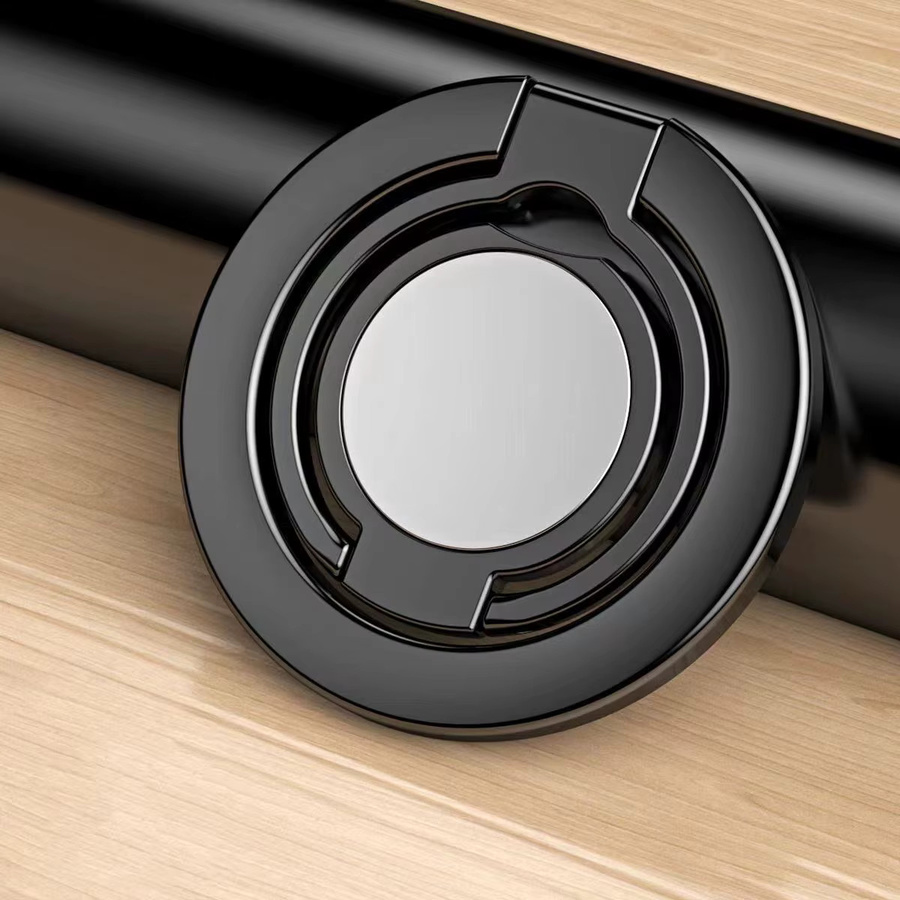 MagSafe Metall Magnetischer Saugring-Halter in Schwarz, 3-teilig, 360 Grad rotierbar, faltbar und ultradünn für universelles kabelloses Laden - Bild 3
