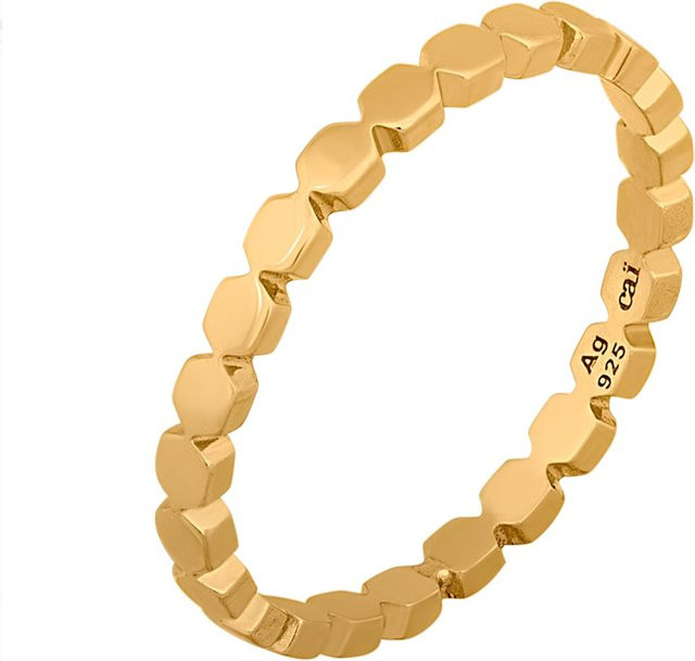 cai Ring 925 Silber, vergoldet, Hexagon, Unisex - Bild 1