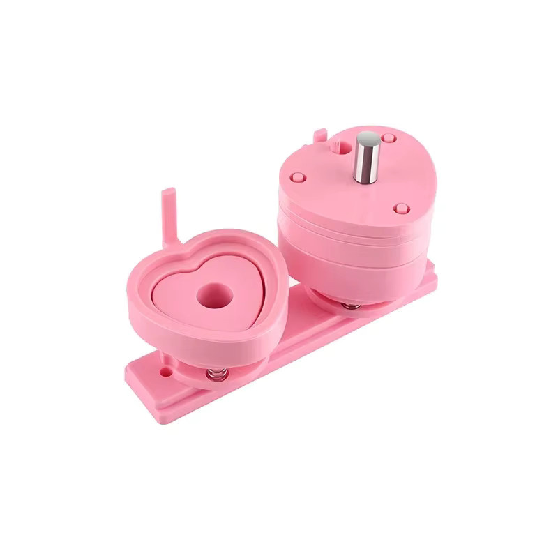 Herzförmige und runde Abzeichenformen in Grün, Rosa und Blau für die DC108-Serie Button Maker Maschine im Schiebestil - Bild 2