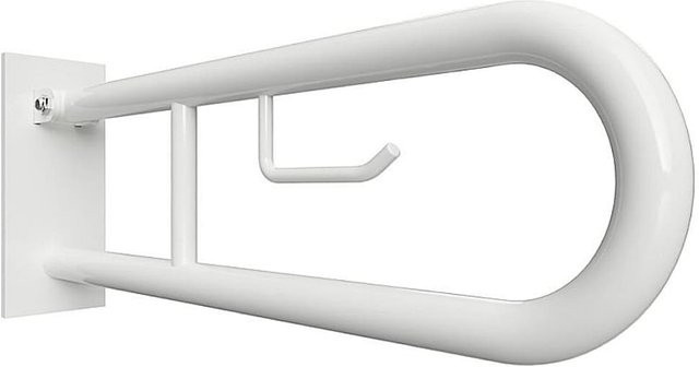 Brillantbad BELP Stützklappgriff in U-Form mit Toilettenpapierhalter aus Metall in Weiß, B/T/H: 10,0 x 25,0 x 82,9 cm, 120 kg Traglast für Bad und WC - Bild 1