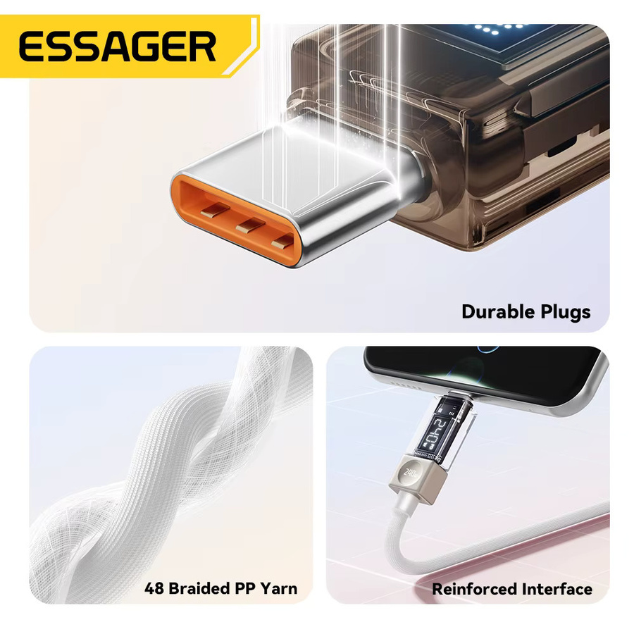 Essager 240W Typ-C-Schnellladekabel in Blau für iPhone, Macbook, iPad, Xiaomi und Samsung - Bild 3