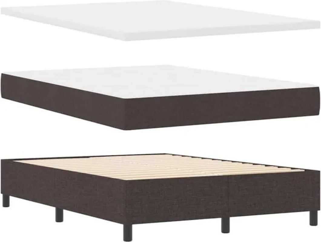 Modernes Boxspringbett mit Matratze von vidaXL in Braun aus Stoff und Holzwerkstoff, B/T/H: 140 x 190 cm - Bild 1