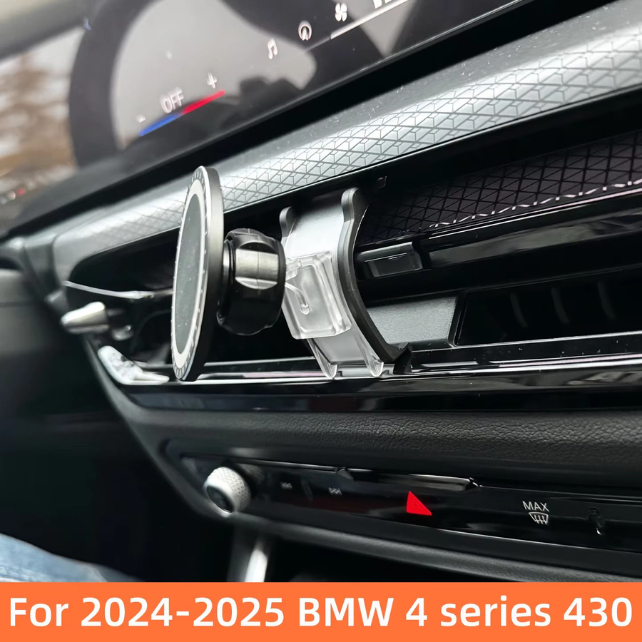 Magnetischer Autotelefonhalter für BMW 4er Gran Coupe 2025 mit GPS-Halterung und Ladefunktion, Farbe: Schwarz, Befestigung über Lüftungsschlitz - Bild 2