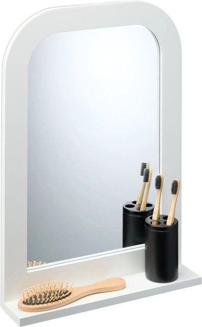 Relaxdays Badezimmerspiegel aus MDF und Glas in Weiß mit Ablage, B/T/H: 54 x 38 x 8,5 cm - Bild 1