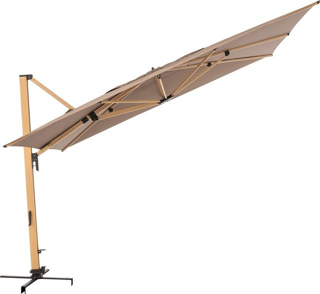 Doppler Alu Wood XL Ultra Ampelschirm in Greige mit Standkreuz, B/T: 400 x 300 cm - Bild 1