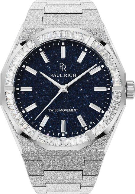 Paul Rich Herrenuhr, Quarz, Edelstahl, Blau, Moissanite, 43 mm - Bild 1