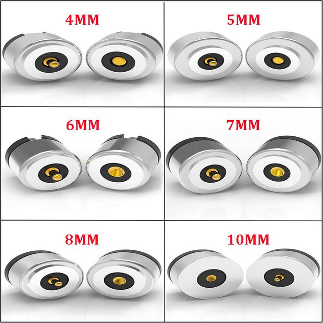 Magnetischer Pogo-Pin-Stecker als Strom- und Ladebuchse für 12 V DC, 2 A, männlich und weiblich, Farbe: Silber - Bild 1