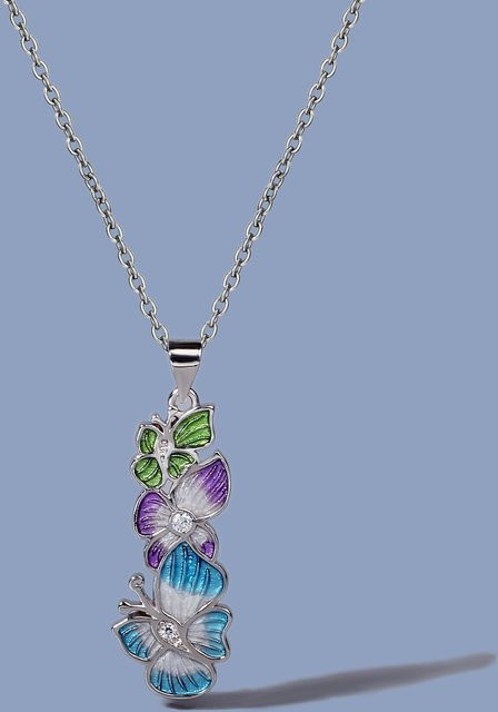 YIRAN Anhänger mit Schmetterlingen, Blatt- und Blumenkette, Damen, gray - Bild 1