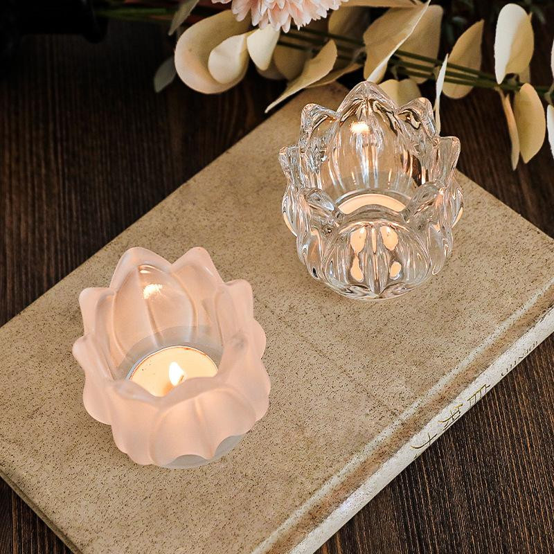 Yiran Furniture Kerzenhalter aus Glas im Tulpenstil in Transparent für Teelichter - Bild 3