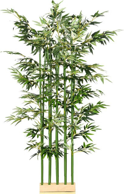 HOMCOM Künstlicher Bambus in Grün mit Kiefernholztopf, 180 cm Höhe - Bild 1