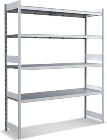 Bito Großfachregal-Set mit 4 Ebenen, verzinkt, Farbe: Silber, B/T/H: 206,6 x 62,4 x 250,0 cm - Bild 1