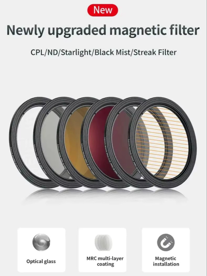 NiYi Magnetischer Filter-Schnellverschluss-Frontfilter Set in Schwarz für UV, ND8, ND64, CPL, Starlight Streak und Black Mist in den Größen 52 mm, 58 mm, 67 mm und 77 mm - Bild 6
