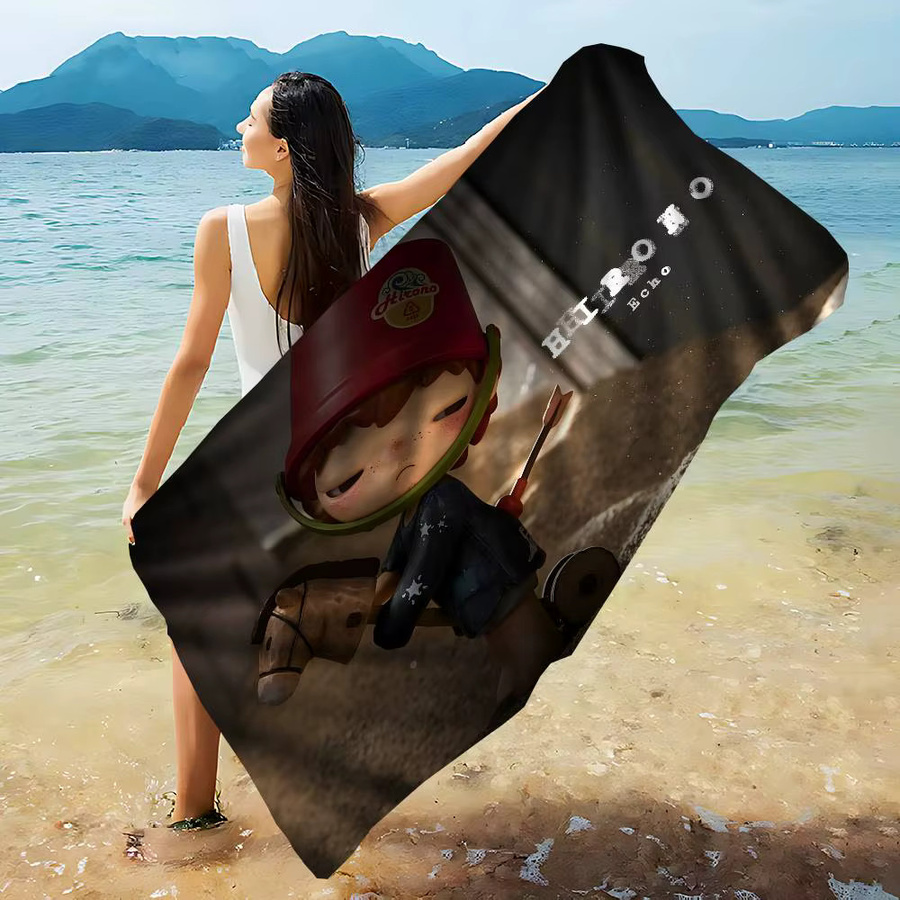 H-HIRONOS Mikrofaser-Strandtuch mit Cartoon-Print, saugfähig und weich, multicolour - Bild 3