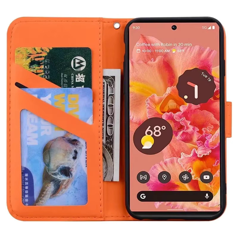 Goldene Flip-Leder-Handyhülle mit Tierdesign als Brieftasche und Ständer für Google Pixel 9, 8, 7, 6 Pro, XL, 8A, 7A, 6A - Bild 4