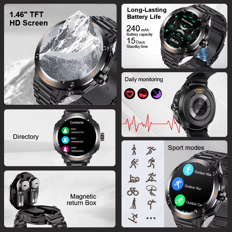 LIGE Smartwatch, Edelstahl, Schwarz, Herren - Bild 6