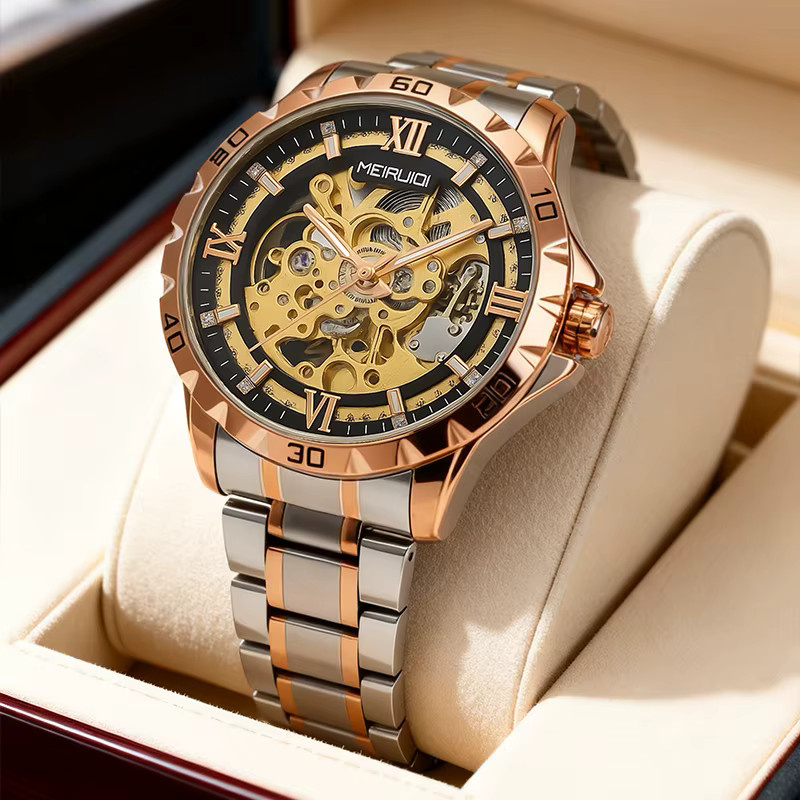 MEIRUIQI Armbanduhr, Automatik, Edelstahl, Schwarz, Herren - Bild 2