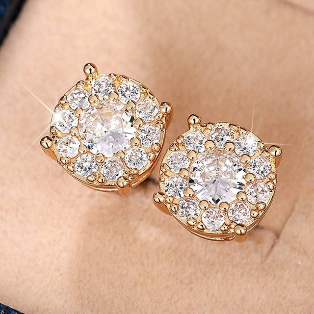 Huitan Ohrstecker, Gold, Zirkonia, Damen - Bild 1