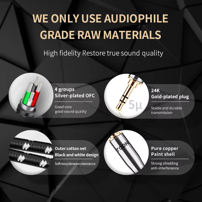 TODN HIFI 6N OFC 3,5mm AUX-Kabel Y-Splitter Vergoldet Schwarz mit 1 Stecker auf 2 Buchsen für Computer und Verstärker - Bild 3