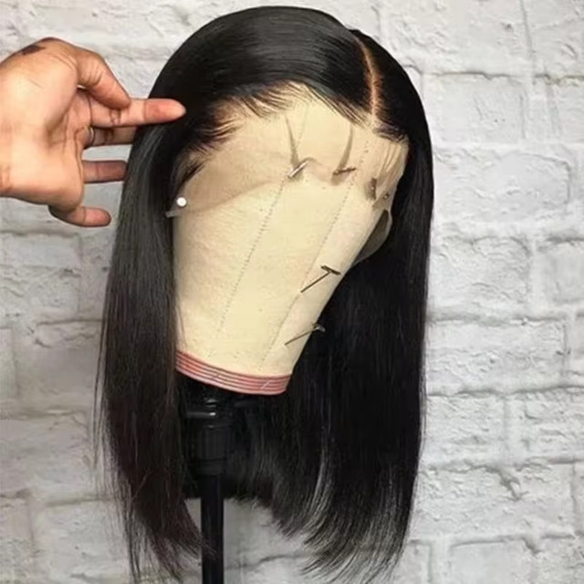 Sooolavely Perücke Kurzer Bob, glattes brasilianisches Remy-Echthaar, Damen - Bild 1